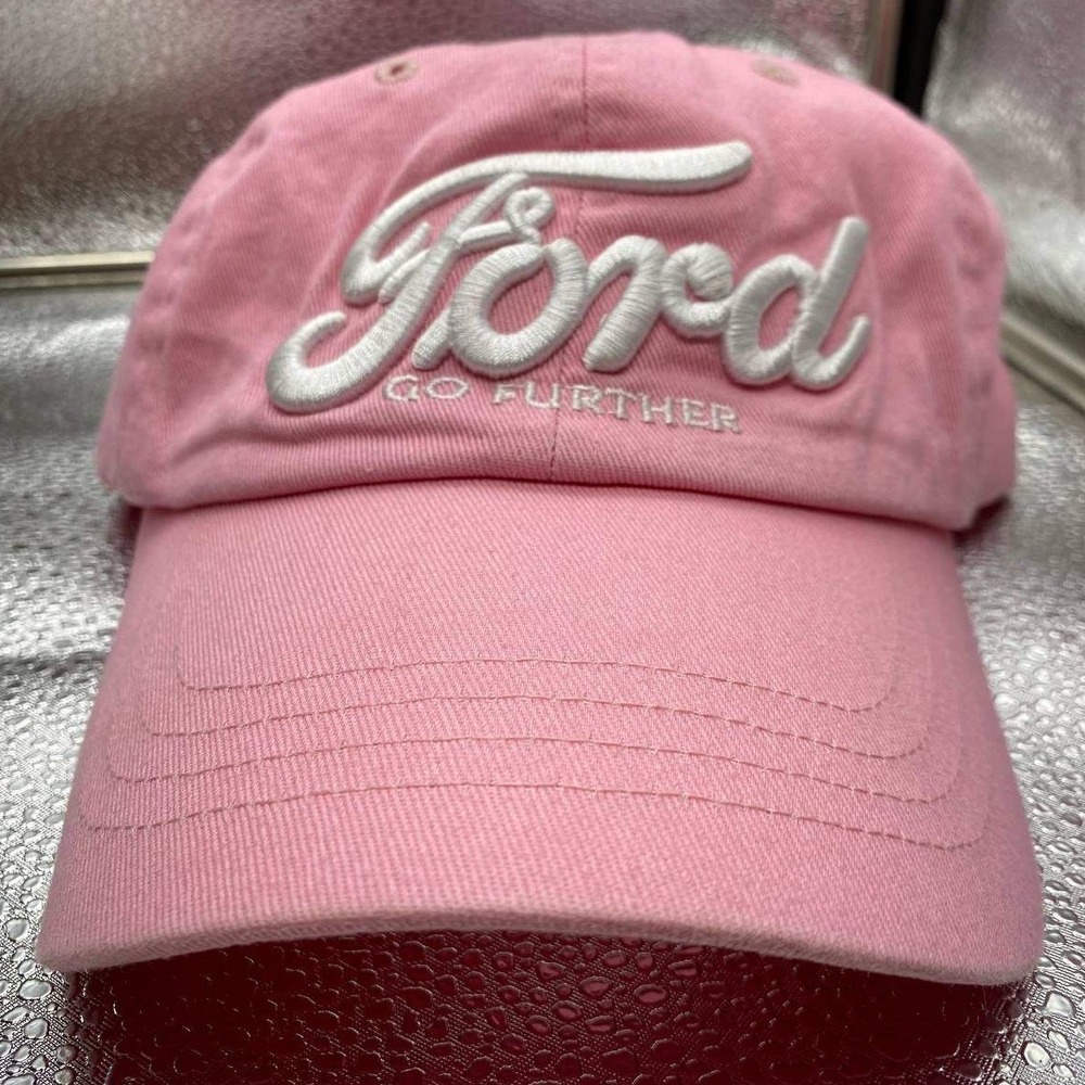 Ford Baseball Hat Women One Size Pink‎ Embroidered Go Further Logo Dad Cap